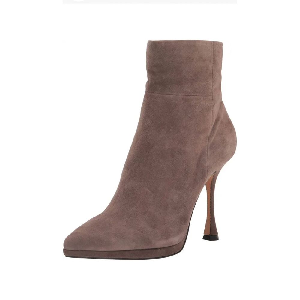 Vince Camuto Pitonnda Suede Booties Taupe Pointed Toe Stiletto Heel Women's 10